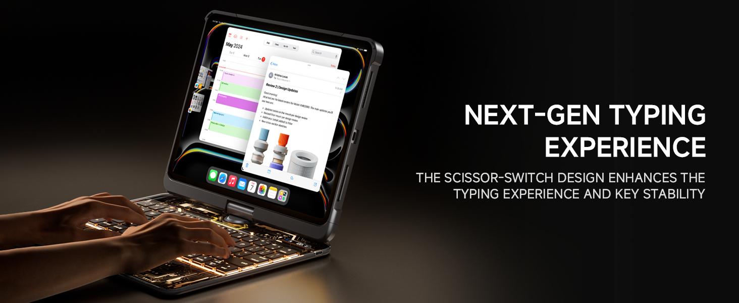 Lecsas Newest High Appearance 360 Swivel Keyboard with transparent case for iPad(not include iPad!!!)