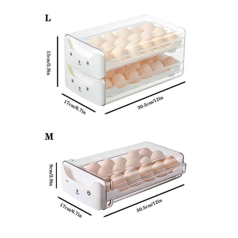 Egg Rack Organizer Drawer Design, Transparent Stackable Egg Box for Kitchen Storage, Space-Saving Solution for Eggs & Food Organization
