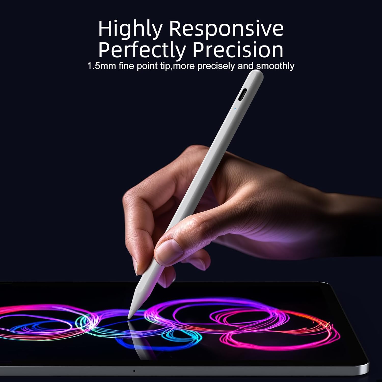 Stylus Pen for iPad 6th-11th Generation-2X  Charge  Pencil Compatible with 2018-2026  iPad Pro 11"/12.9"/M4, iPad Air 3/4/5/M2/M3/M4,iPad mini 5/6/7 Gen-White