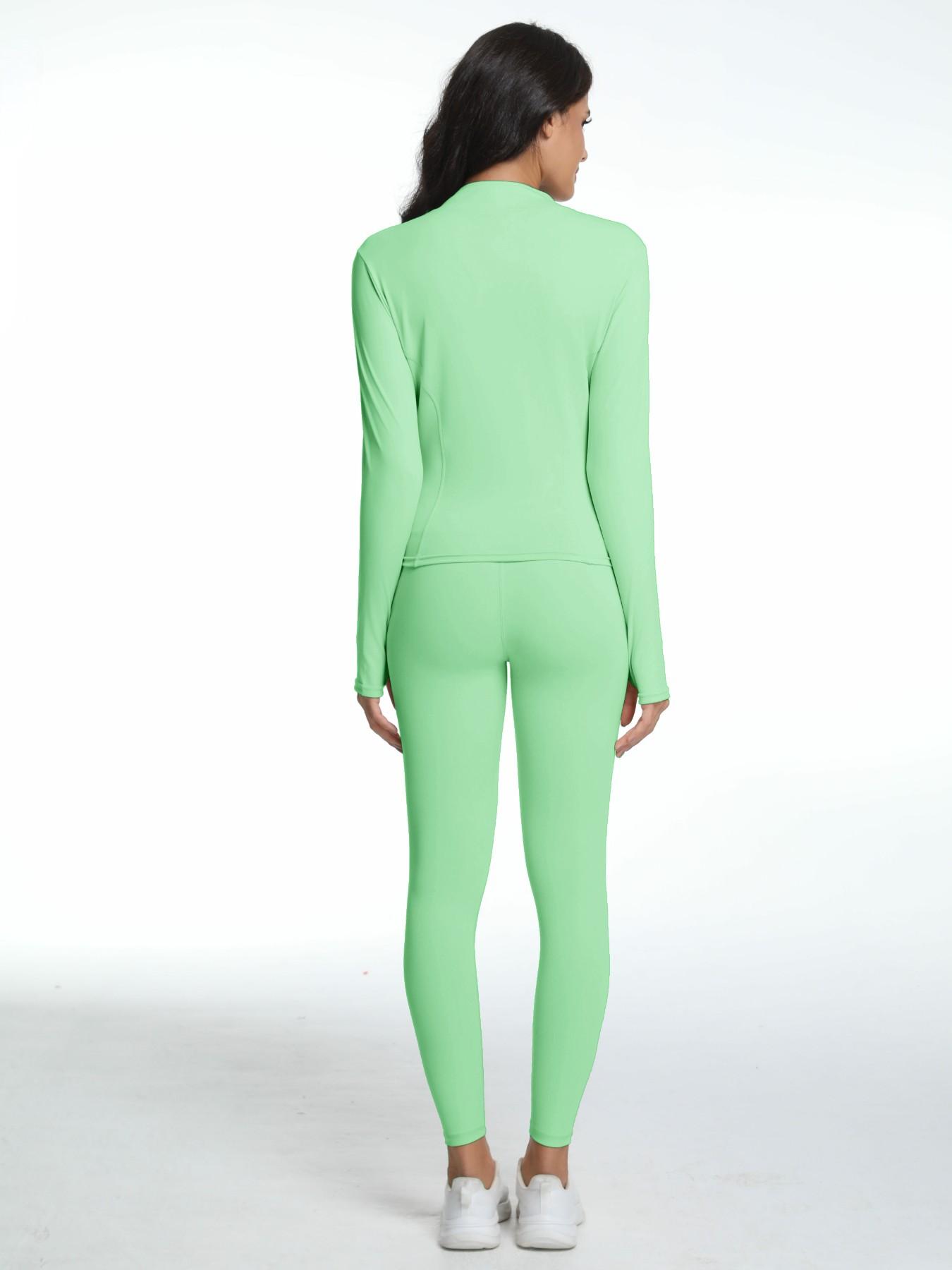 Women's Two-Piece Sportswear Set, Zipper Long Sleeve & Slim Fit Design, Ideal for Yoga, Casual Outdoor, Fitness & Gym Wear, Sporty Style Outfits