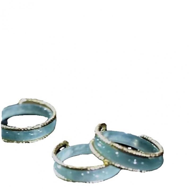 Natural Jadeite A-grade inlaid ring, new style blue water high ice jade ring, tail ring
