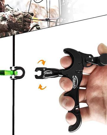 JianZD 3-Finger Thumb Bow Release, Adjustable Sensitivity & 360° Rotatable Head, Aluminum Alloy for Target Shooting,For Compound Bow Precision Archery Release Aids Three Finger Grip Alloy Construction Durable alloy material