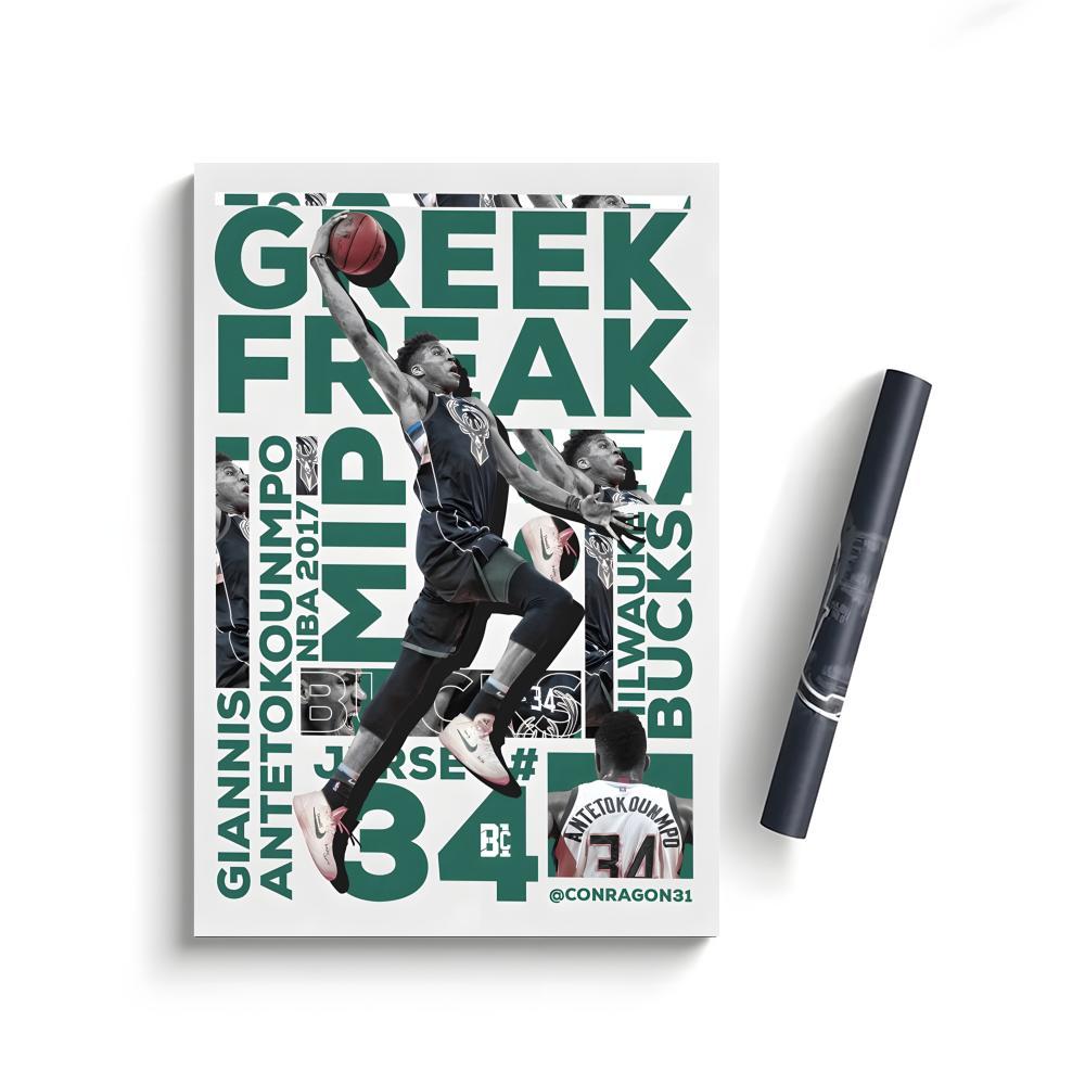 Poster Self-Adhesive Waterproof Art Sticker, Aesthetic Minimalist Wall Poster for Coffee Shop, Bar & Home Room Decor Celebrities G-Giannis Antetokounmpo