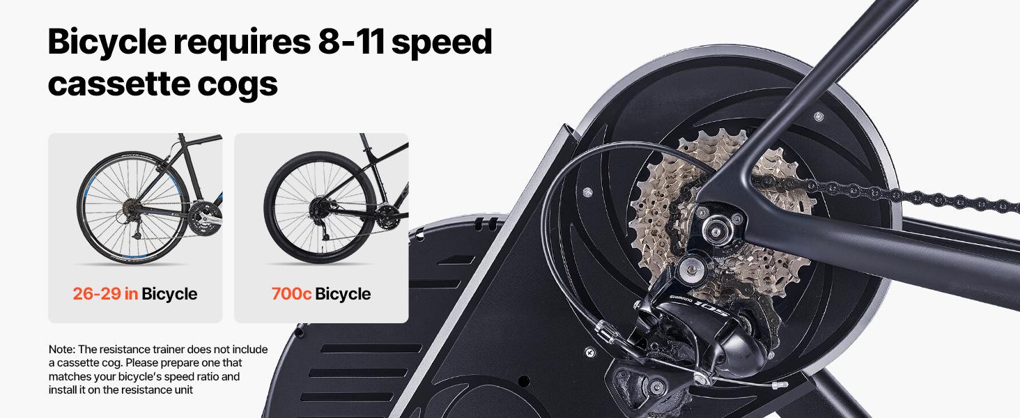 VEVOR Bike Trainer, 1-13 Level, 26-29 in 700C Wheels, Smart Bicycle Stationary Stand for Indoor Exercise Riding with Front Wheel Riser Block, Fits Road and Mountain Bikes, Compatible with Zwift App