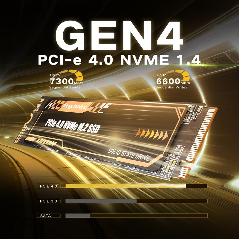 Kingchuxing M.2 2280 NVMe SSD Internal Solid State Drive - PCIe 4.0 Gen 4x4 - Up to 7300 MB/s, SSD with Heatsink, Suitable for PlayStation 5 Enthusiasts, IT Professionals