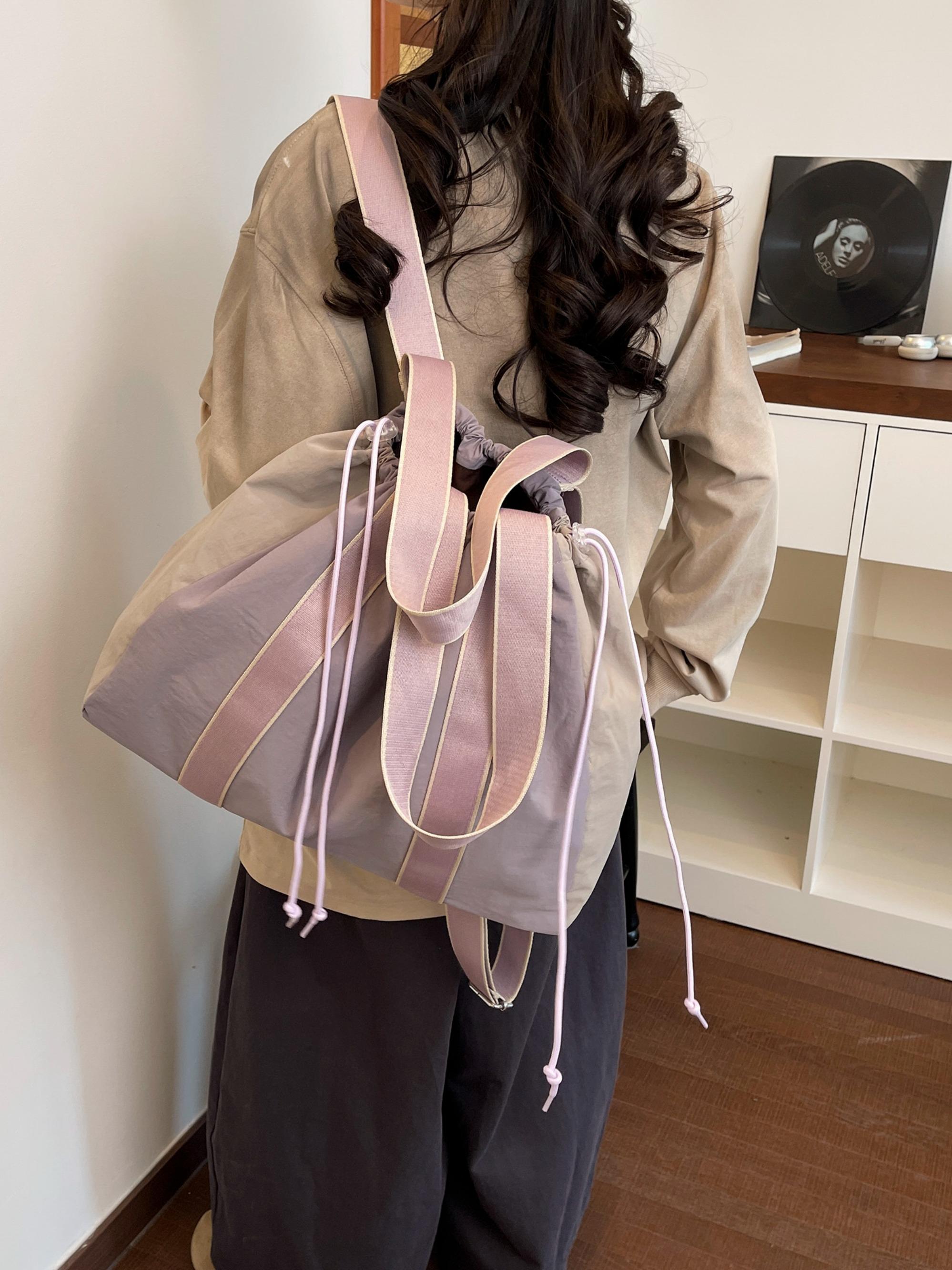 Minimalist Nylon Crossbody Bag, Adjustable Drawstring Closure, Versatile Shoulder & Handbag, Unisex Design, Daily Commute & Leisure