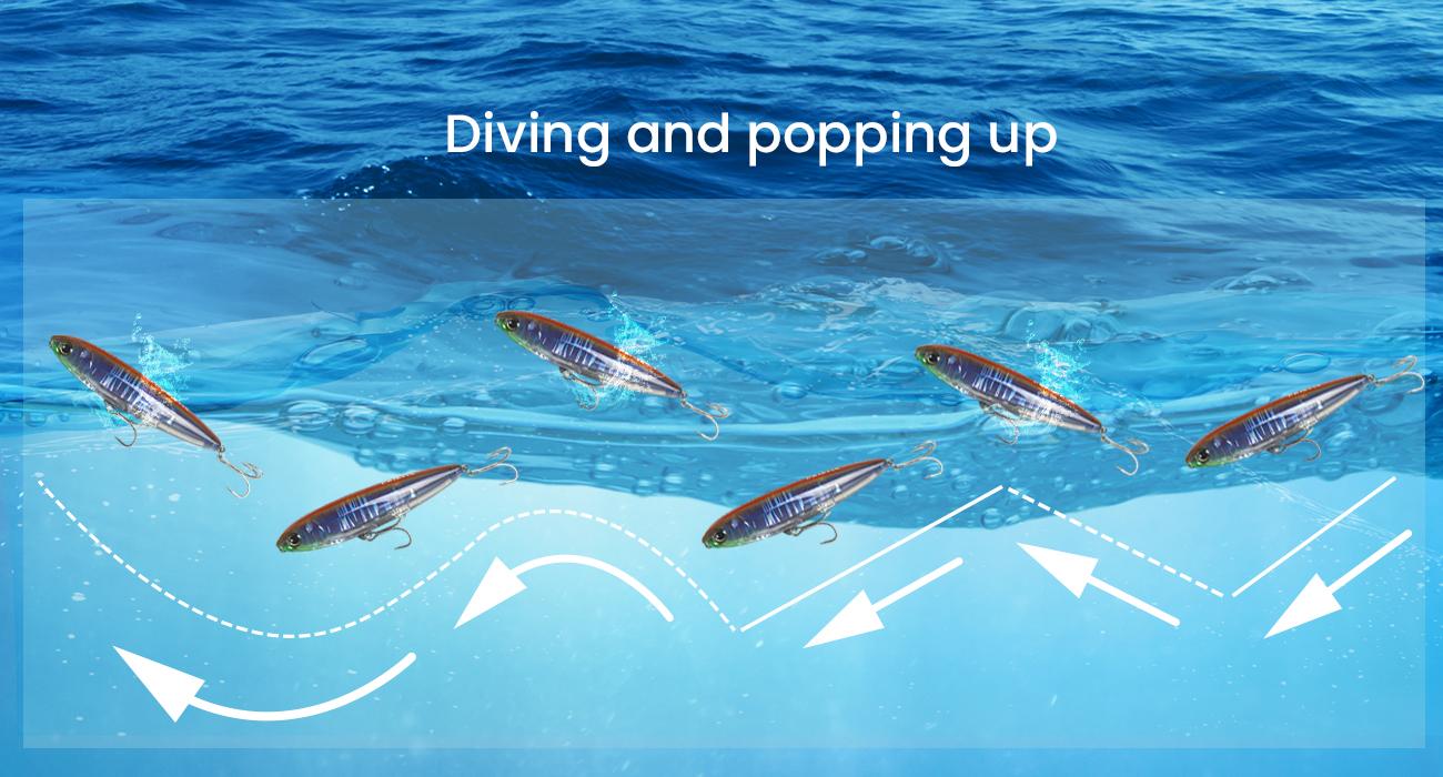 Pristis 3pcs Float Pencil Poppers, Topwater Fishing Lures for Saltwater & Freshwater, Floating Bait with Delicate Coating, Stick Plopper Hooks, Long Cast Walkers for Tuna Perch Striped Bass Trout