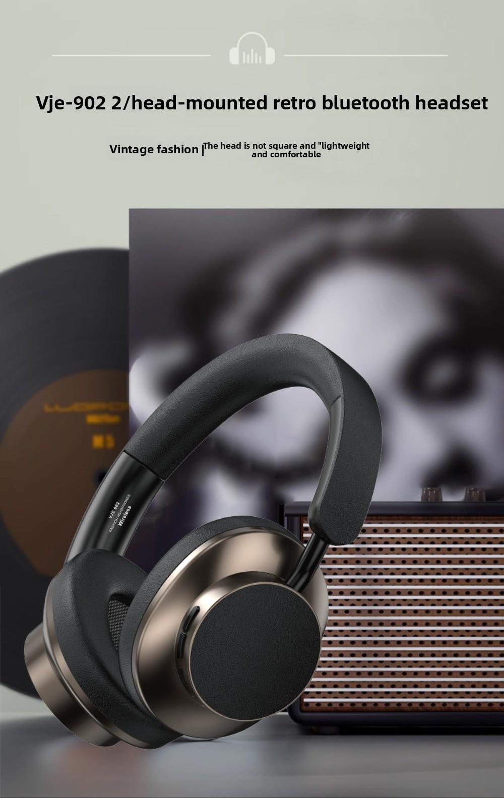 Retro Foldable Bluetooth Headset 5.3 | Wireless Sports Headphone with Microphone | American Classic Style | Noise Isolation | 25H Playtime