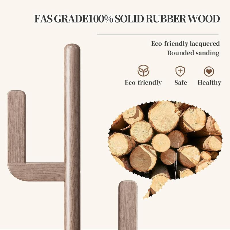 【Summer】Solid Wood Cactus Coat Rack Freestanding, Adjustable Height Wooden Coat Rack Stand with 6 Hooks, Unique Design Coat Tree for Entryway, Bedroom,Coats,Bags