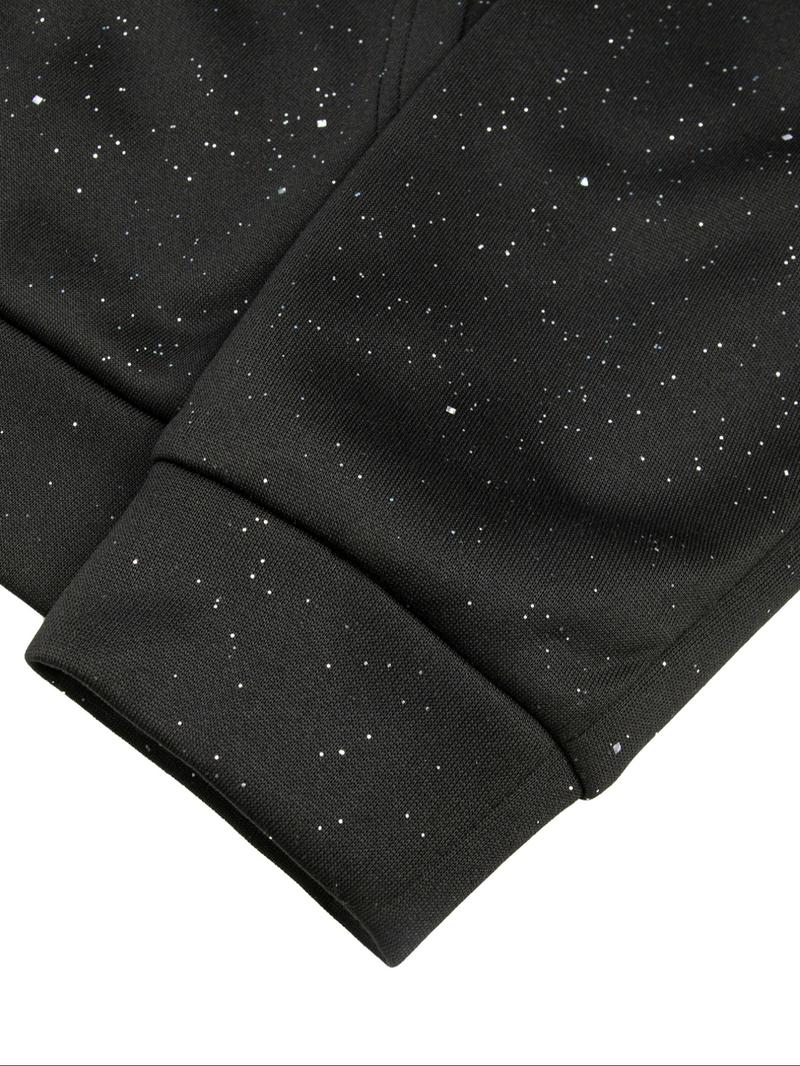 Men's Zip Up Hoodie Sweatshirt, Fashion Starry Shiny Fashion Hooded, Loose Casual Long Sleeve Pullover For Fall Outfits & Winter Outfits, Thick Soft Fabric, Mens Top For Daily Wear, Graphic Print Hoodie