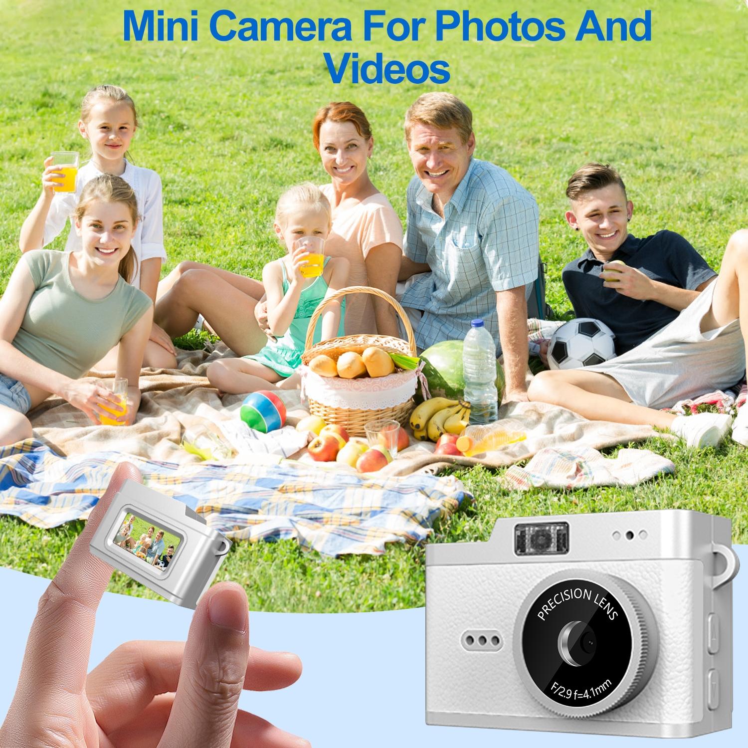 Mini Keychain Digital Camera, Pocket-Size Mini Compact Camera, Portable Vlogging Camera, 2MP 1080P Small Camera with 32GB Card, Video Recorder with Long Battery Life for Travel, Party and Vlog