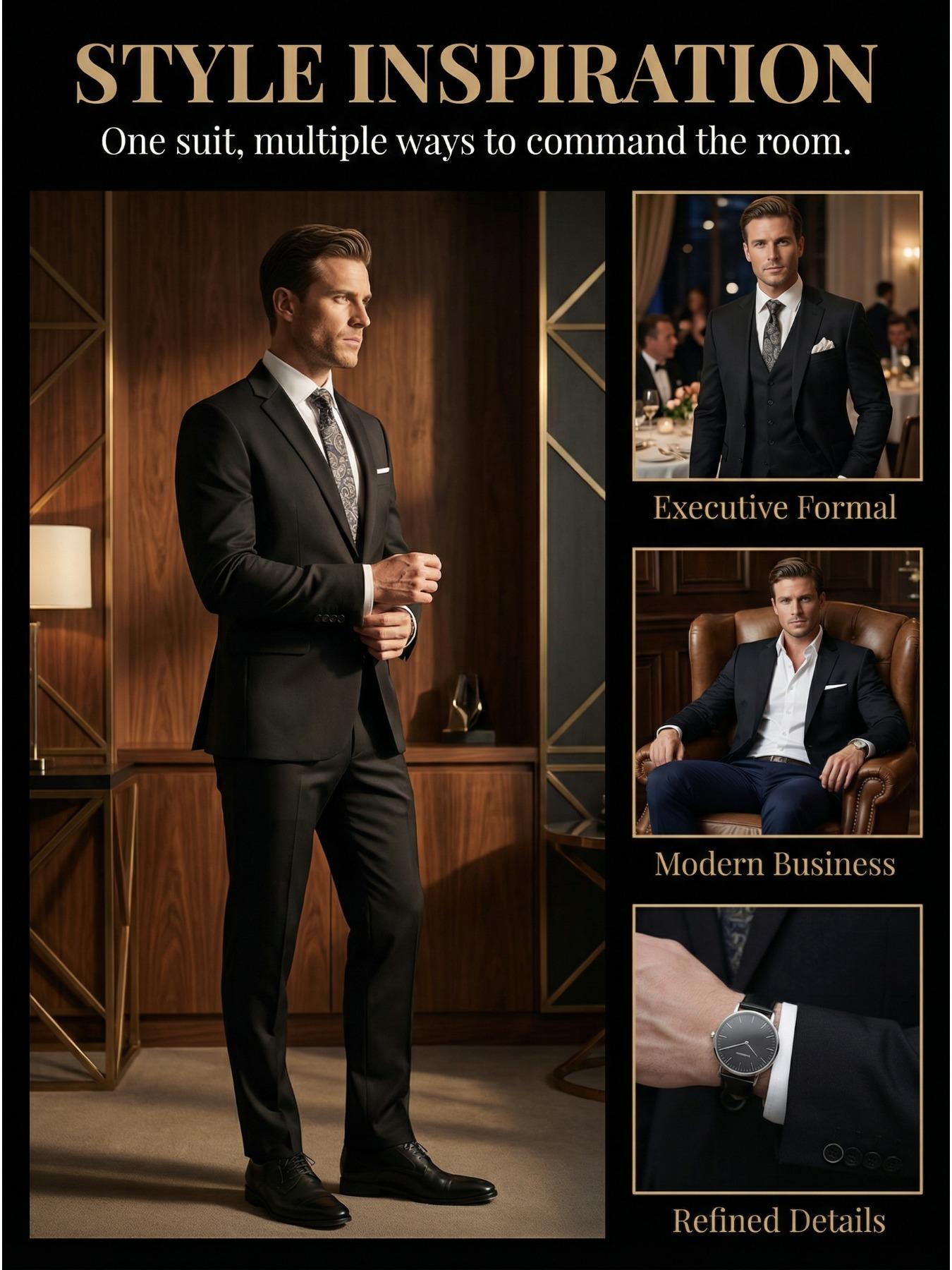Men's 3pcs Suit Set, Work Uniform, Holiday Gift, Business, Halloween, Large Suit, Formal Tie, Suit Pants, Wedding Dress