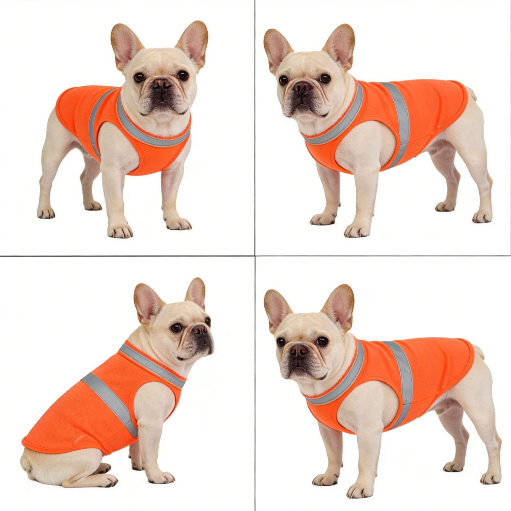 Fluorescent Reflective Dog Vest, High Visibility Safety Pet Coat, Adjustable Hook Loop Straps for Small to Large Dogs