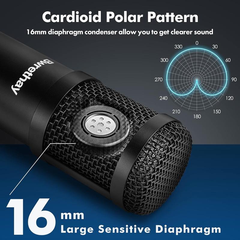 USB Gaming Microphone PC,Professional Cardioid 192kHz/24Bit Plug & Play Mic Recording Microphone Kit with Advanced Chipset,for Streaming, Podcast, Studio and Singing