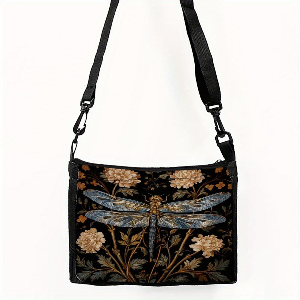 Lat print dragonfly floral compact shoulder bag, party accessories, a must for trend lovers 7.14