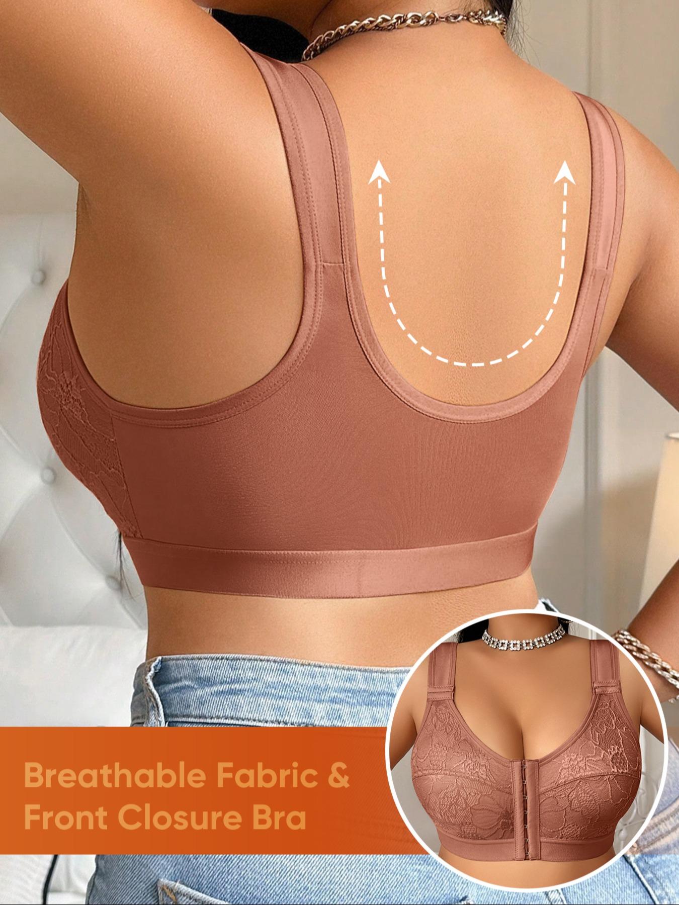 Women's Plus Size Wireless Bra, Sexy Lace Patchwork Design, Soft Breathable High Support, Suitable for Large Busts, Casual Style, Fit, Underwear