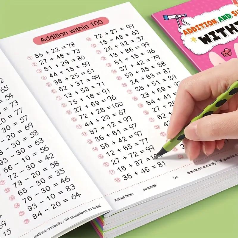 Kindergarten Math Addition Subtraction Workbook, 10-100 Number Practice Book, Early Learning Calculation Exercise Sheet