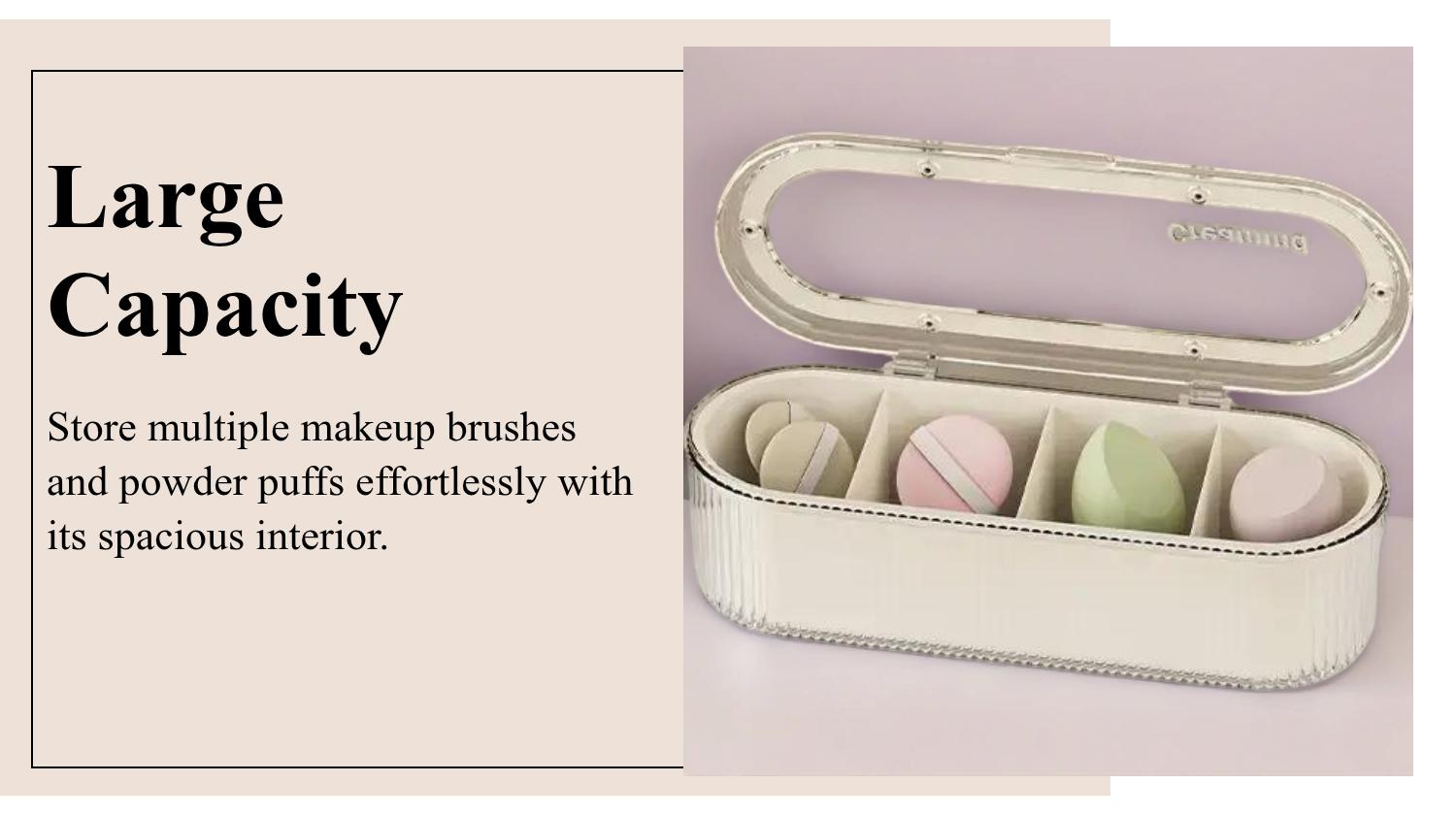 Transparent Covered Makeup Brush Storage Box, Dustproof High-End Vanity Organizer, Large Capacity Powder Puff Beauty Box