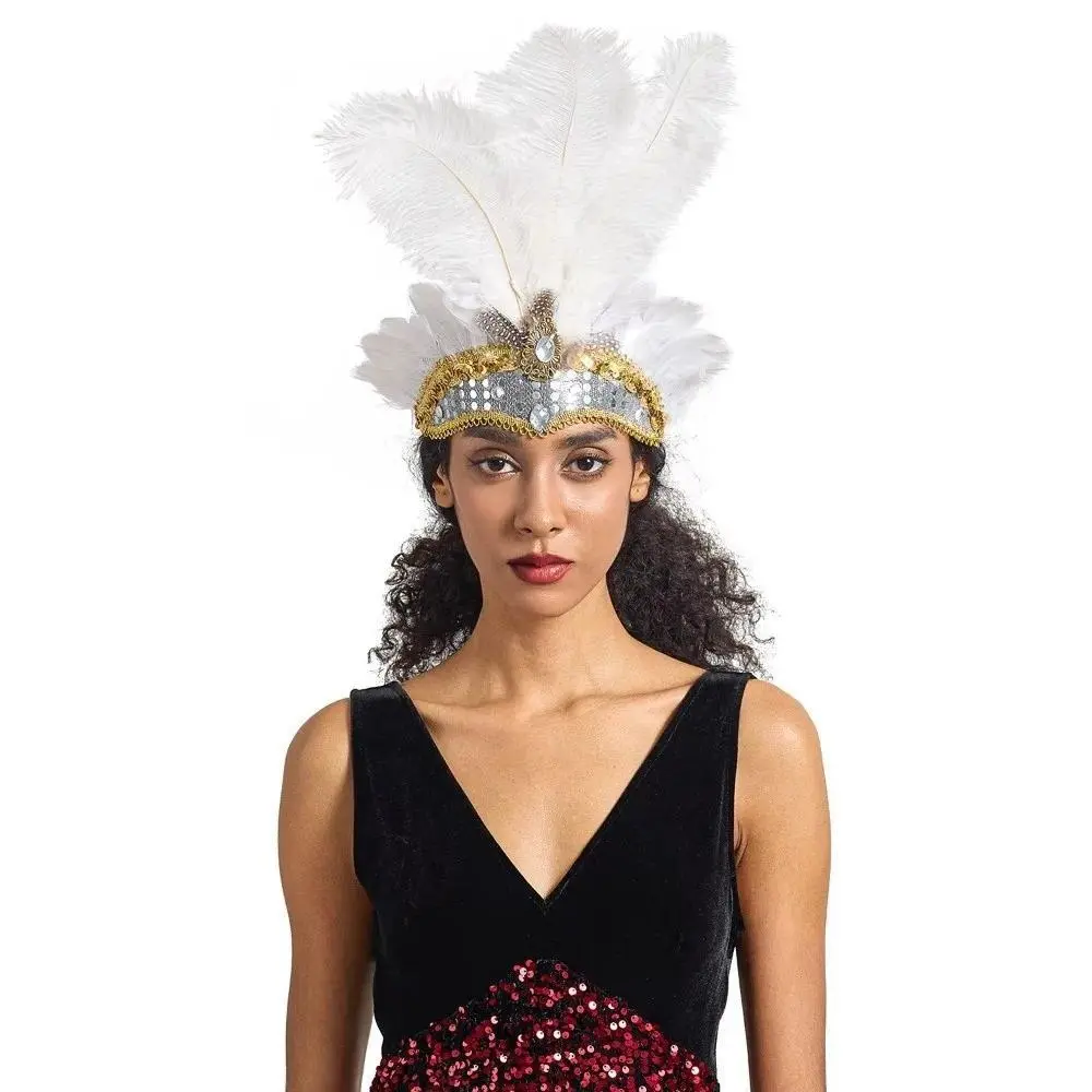 Colorful Feather Headpiece Stage Performance Brazilian Carnival Feather Headdress Decorative Showgirl Headband
