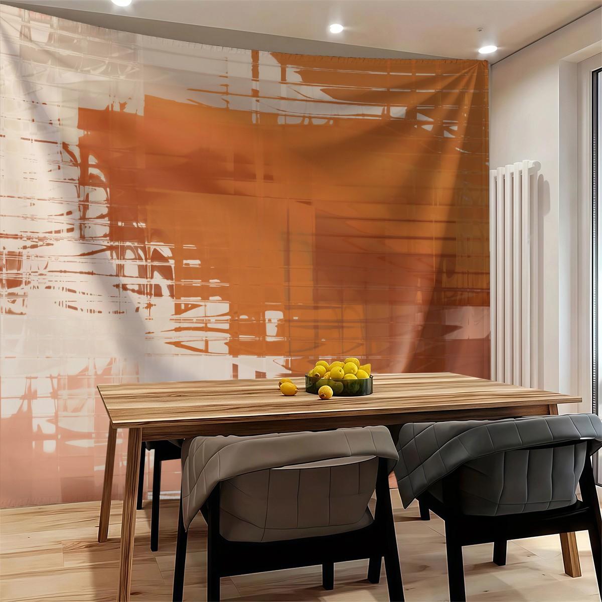 Orange Abstract Brush Stroke Tapestry, Modern Art Wall Hanging, Boho Aesthetic Tapestries, Soft Wall Blanket, Abstract Backdrop Decor for Bedroom & Dorm