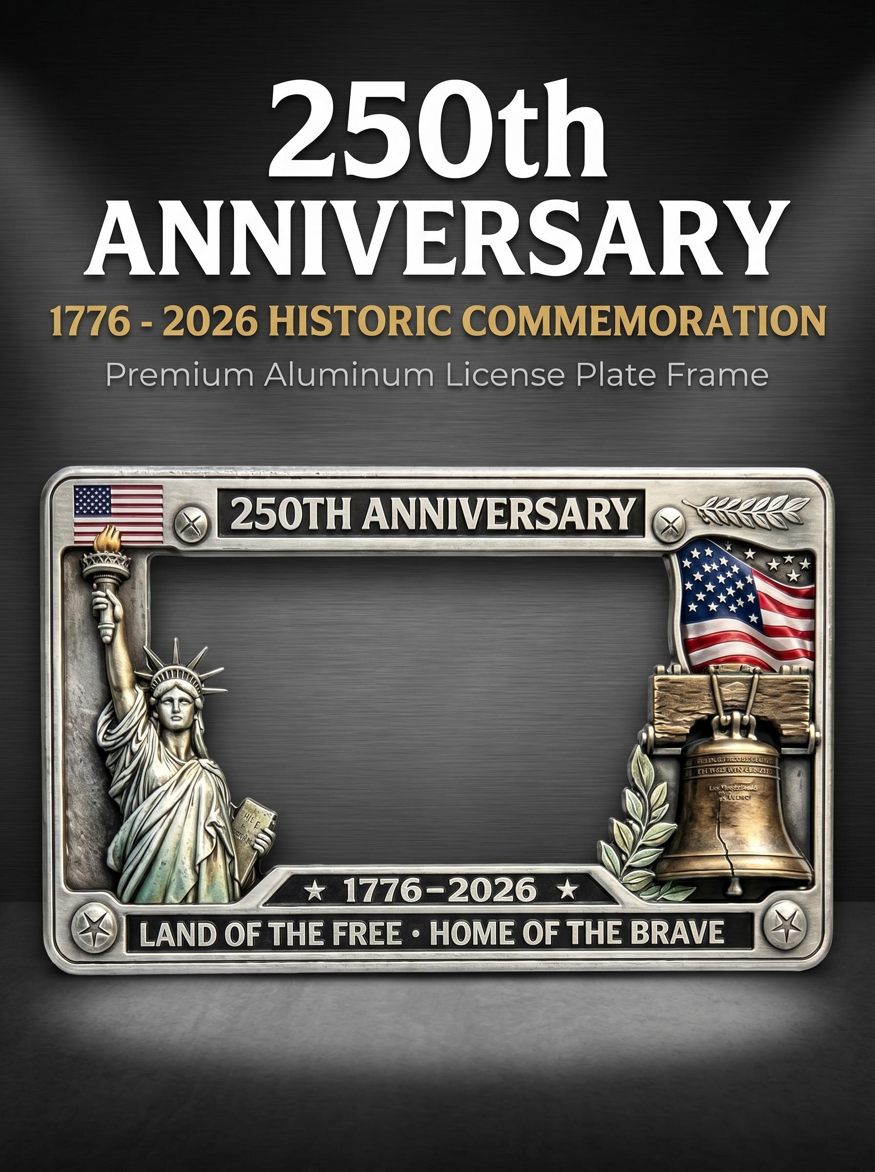 250th Anniversary USA Patriotic Aluminum License Plate Frame (1776-2026) with American Flag, Standard US Car Tag Holder with Screws, Personalized Automotive Exterior Car Accessories fathersdaygift 250th Anniversary USA Patriotic Aluminum License Plate Frame (1776-2026) with American Flag, Standard US Car Tag Holder with Screws, Personalized Automotive Exterior Car Accessories fathersdaygift
