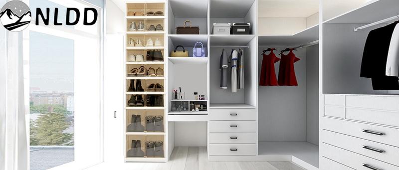 NLDD Expandable 9-Tier Shoe Rack with Clear Doors and Wheels: Collapsible Plastic Storage for 18 Pairs, Space Saving Cabinet for Bedroom Box Boxes