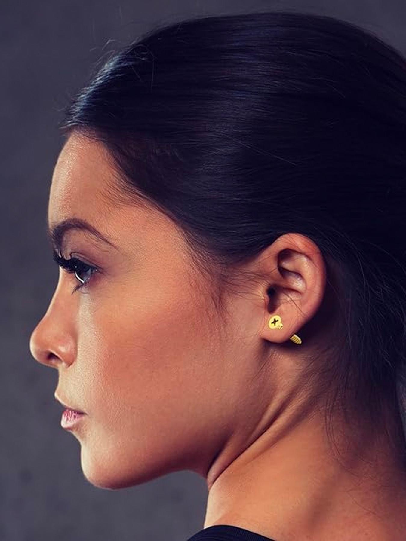 Unisex Stainless Steel Screw Ear Studs & Safety Pin Earrings, Punk Hip-Hop Design, Hypoallergenic, Cool Grunge Style, Piercing Jewelry