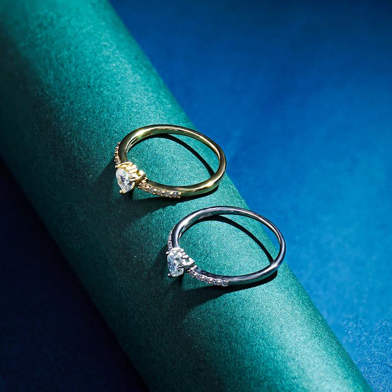 Delzzad 14k Gold-Plated Chic Iced Out Heart Ring Lab-Created Moissanite Ring S925 Sterling Silver Moissanite Jewelry Perfect Christmas Gift Delzzad 14k Gold-Plated Chic Iced Out Heart Ring Lab-Created Moissanite Ring S925 Sterling Silver Moissanite Jewelry Perfect Christmas Gift