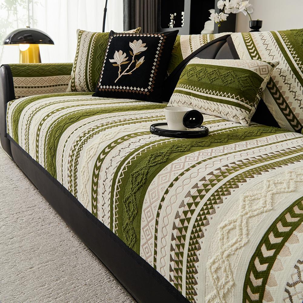 Boho Style Geometric Pattern Sofa Cover, Non-slip Sofa Mat, Fashionable Sofa Protector, Dustproof Sofa Protector, Durable Home Essentials for Living Room #TOP PICKS