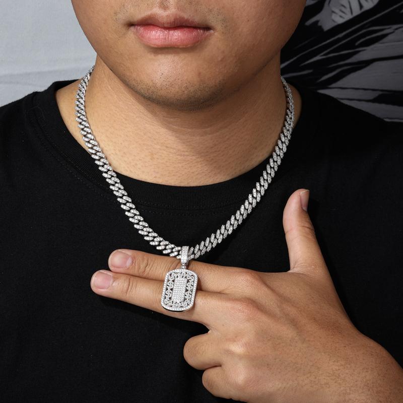 【#P677】 US Dollar Symbol Tag Pendant UCCIYO S925 Sterling Silver Synthetic Moissanite Pendant Necklace for Women Men Hip Hop Jewelry Gift