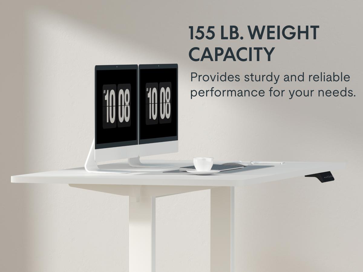 【TikTokShopBlackFriday】Adjustable Height Standing Desk，Electric Whole-Piece Desktop White Desk, 40 x 24 Inches Sit Stand Desk for Home Office