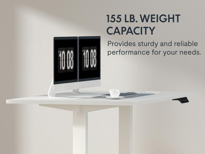【TikTokShopBlackFriday】Adjustable Height Standing Desk，Electric Whole-Piece Desktop White Desk, 40 x 24 Inches Sit Stand Desk for Home Office