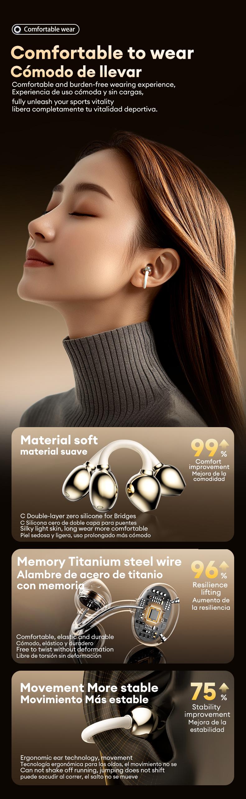 Transformers TF-T83 Clip-on Design Bluetooth 5.4 Earphones, Powerful Sound Effects for Music & Phone Calls, Wireless Gaming Headset Compatible with Various Systems