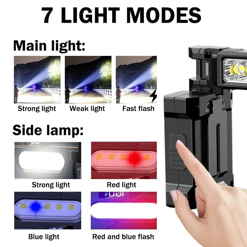1PC EDC Multifunctional Flashlight, Small Powerful Keychain with Sidelight, High Lumens, USB-C Rechargeable, Multi-angle rotatable lamp head, 7 Mode, IPX5 Waterproof, for Hiking, Running, Outdoor, Emergency 1PC EDC Multifunctional Flashlight, Small Powerful Keychain with Sidelight, High Lumens, USB-C Rechargeable, Multi-angle rotatable lamp head, 7 Mode, IPX5 Waterproof, for Hiking, Running, Outdoor, Emergency