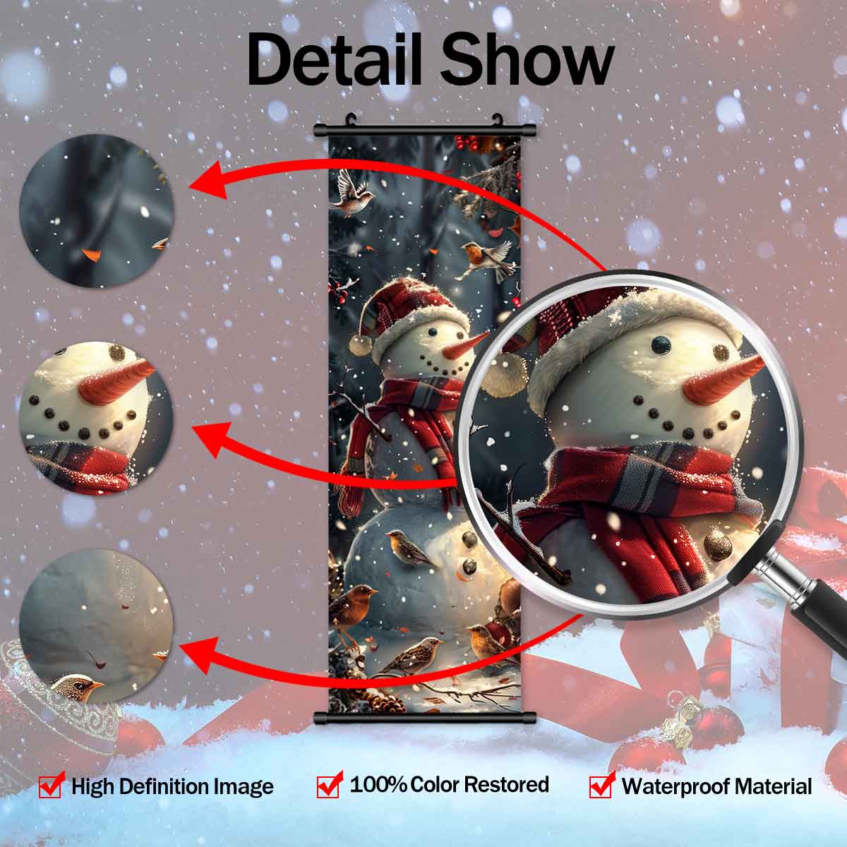 3-Piece Christmas Wall Art Set, Cute Snowman & Santa Claus Posters, Modern Home Decor, Waterproof HD Prints, Unframed Art Print, Gift Box Included