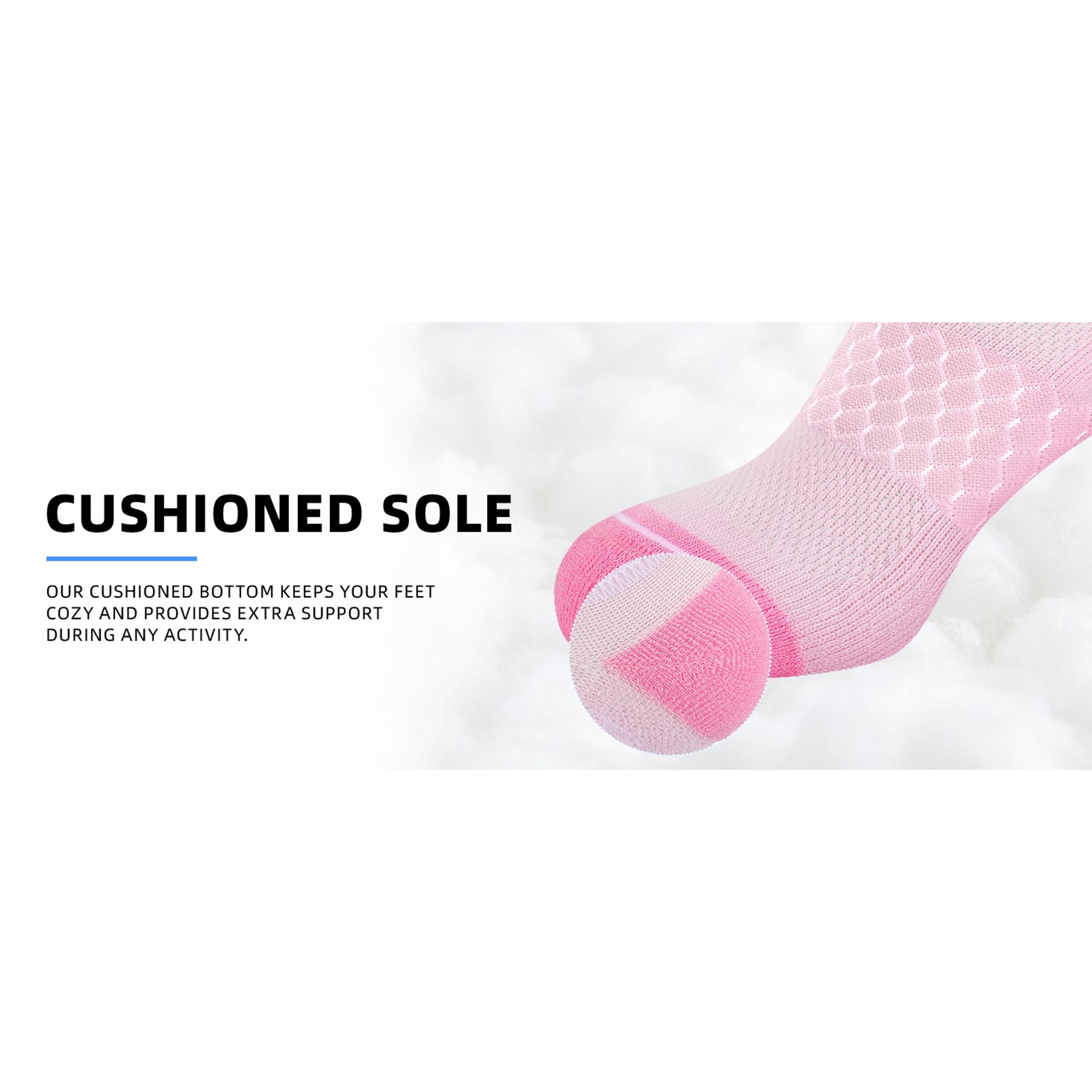 Light Compression Socks for Women Arch Support Athletic Cushioned Anti-Blister Comfort Running Ankle Socks 3/5 Pairs