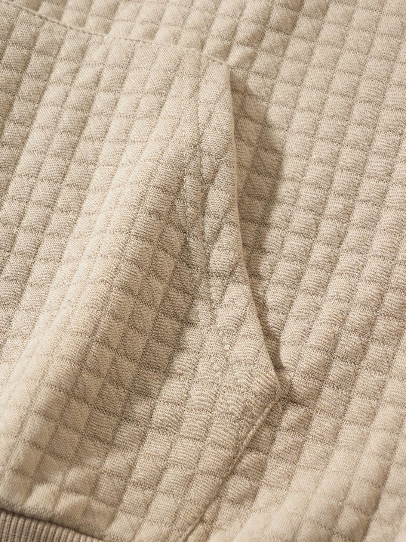 Men's Quilted Quarter Zip Sweatshirt, Waffle Grid Texture Pullover with Stand Collar & Kangaroo Pocket, Casual Loose Fit Top for Streetwear, Daily Wear and Fall Winter