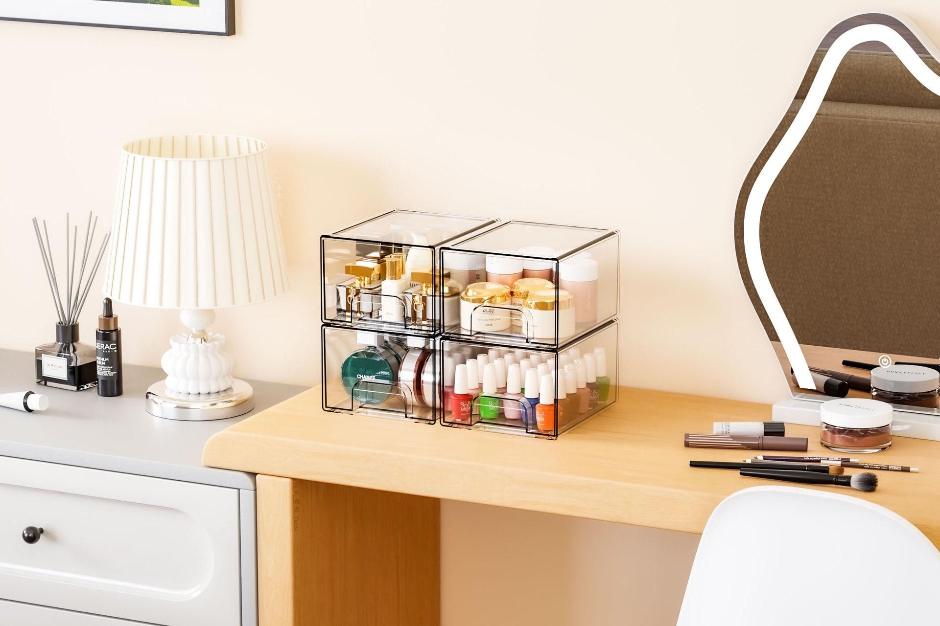 Cosmetic Storage Box Drawer Style Stackable Multi-Functional Organizer, Perfect Makeup Organizer for Home & Travel, Stylish & Practical Storage Solution