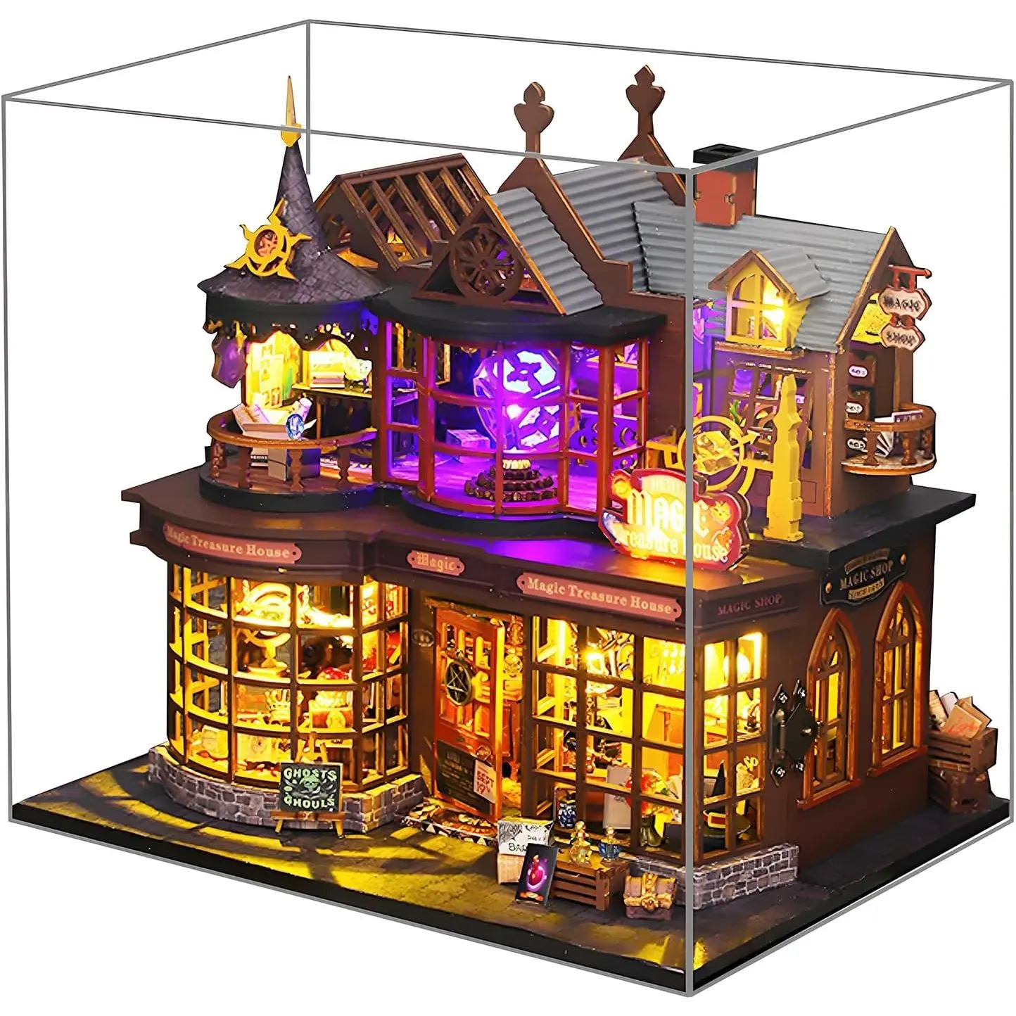 Spilay Unisex DIY Miniature House Kit, Wooden 3D Puzzle Book Nook Craft with Music Box & Dust Cover, Bookshelf Ornament, Ideal Birthday & Christmas Gift for Adults