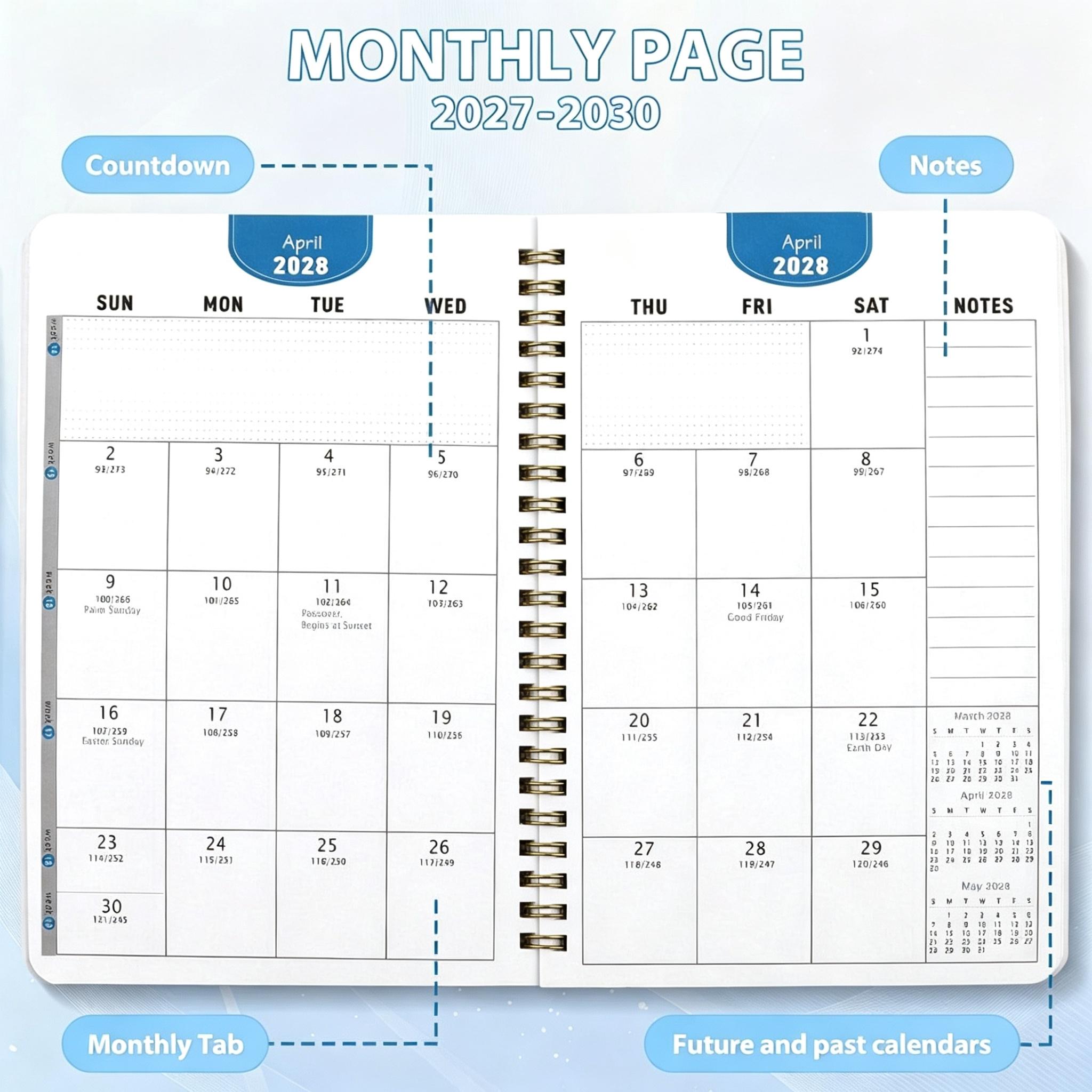 2027-2030 Monthly Planner/Calendar, Office Planner, 4-Year Monthly Planner, Colorful Flower Themed Cover Design Notebook, Yearly Calendar Planning, Monthly Tabs, 48-Month Calendar, 5.5 x 8.3 Inches, Thickened Paper, Elastic Cover, Durable