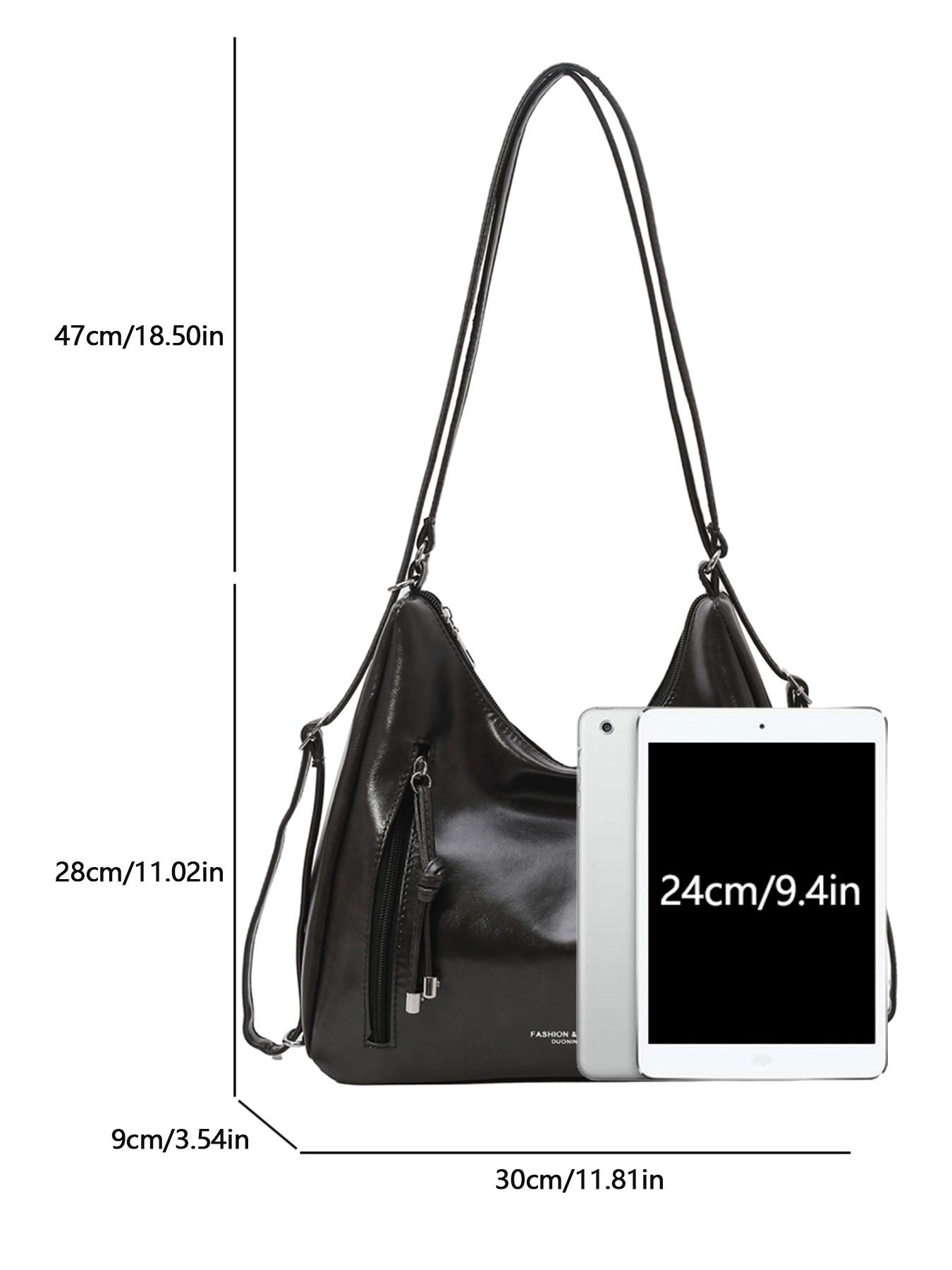 Simple and casual versatile texture shoulder bag, fashionable and personalized niche large capacity backpack, with external zipper pocket design, can accommodate tablets and headphones, suitable for commuting and shopping, Stylish Daypacks