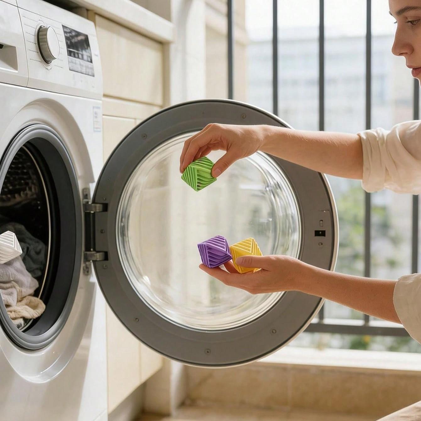 4 Reusable Anti-Shrink Laundry Balls, Ideal for Dryer, Bathroom, Home, Travel, Apartment, Hotel, Durable and Effective