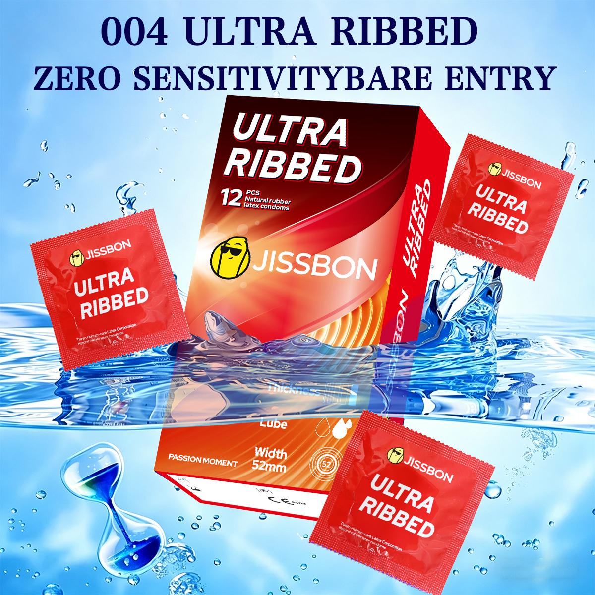 JISSBON condoms for men   Ribbed Condom, 52mm, with Ribbed Design forDouble Pleasure and Intense Stimulation Threads!Designed for intense sensory experiences, natural latex