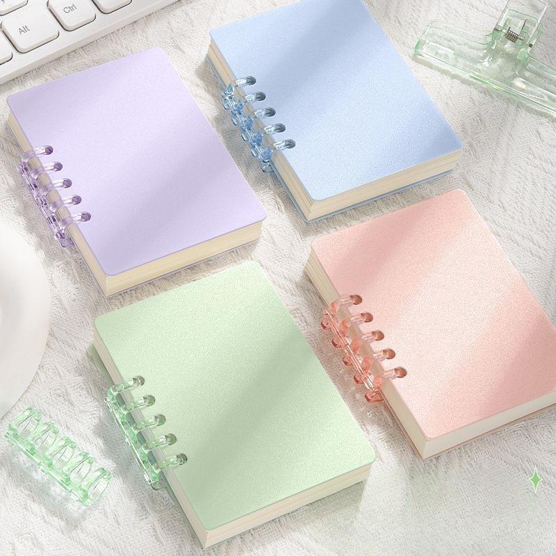 A7 Morandi Solid Color Notebook, 80 Sheets Per Book, Detachable Ring Binder, Replaceable Pages, Compact Pocket Size, Ideal for Notes and Plans