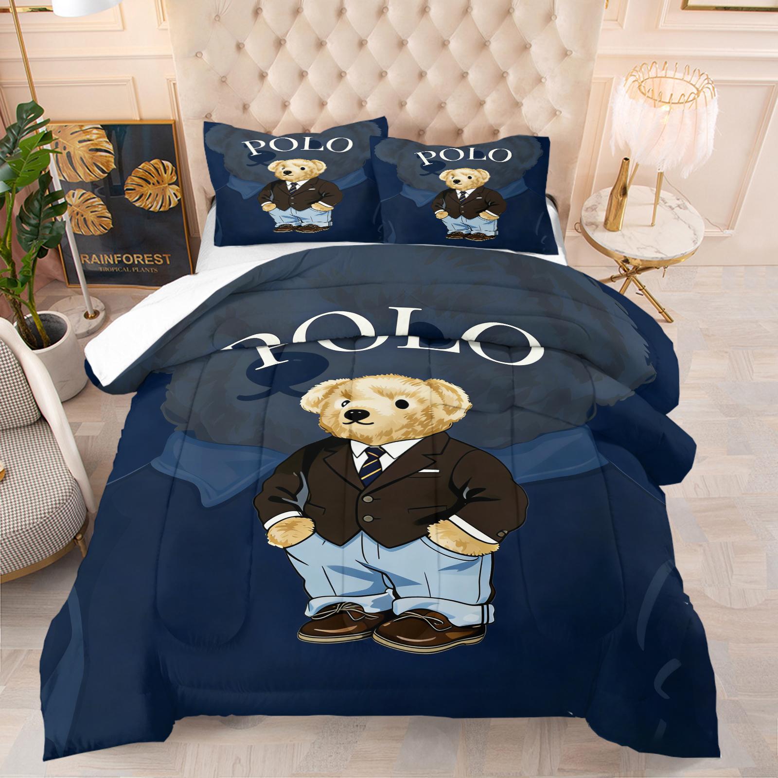 Bamboo Print Pattern Bedding Set, Includes 1 Quilt and 1 or 2 Pillowcases Without Pillow Inserts, Soft Bedroom Decor for Kids or Adults, Perfect Gift