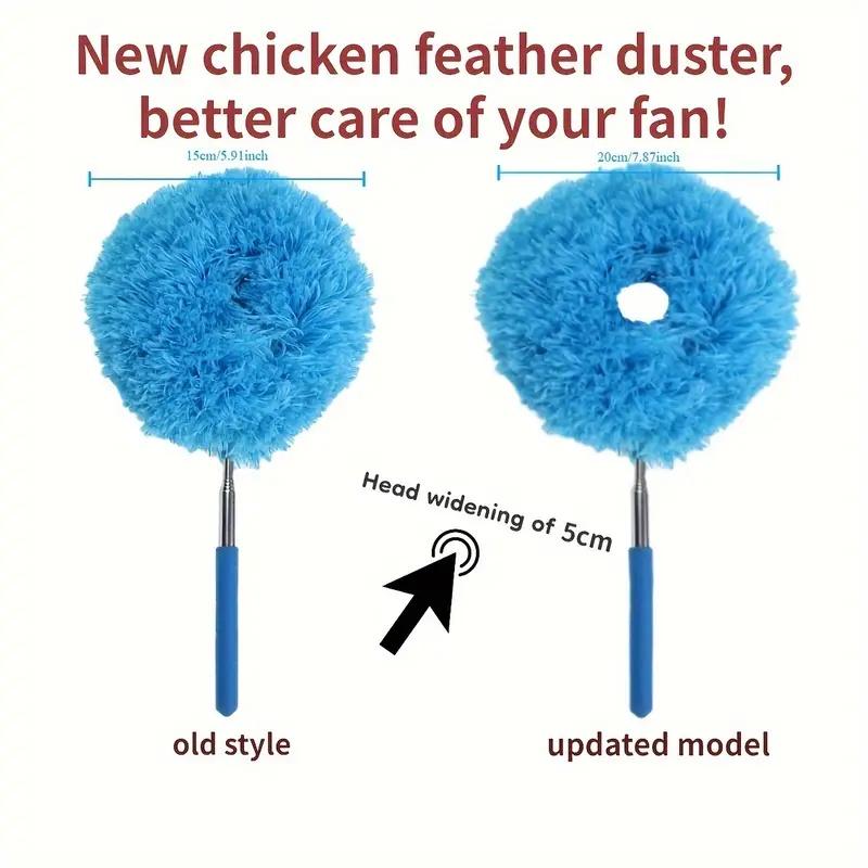 [Extendable Microfiber Duster] Extendable Microfiber Duster | Versatile & Washable & Reusable for High Ceilings, Fans, Furniture & Cars Blue Slanted Design