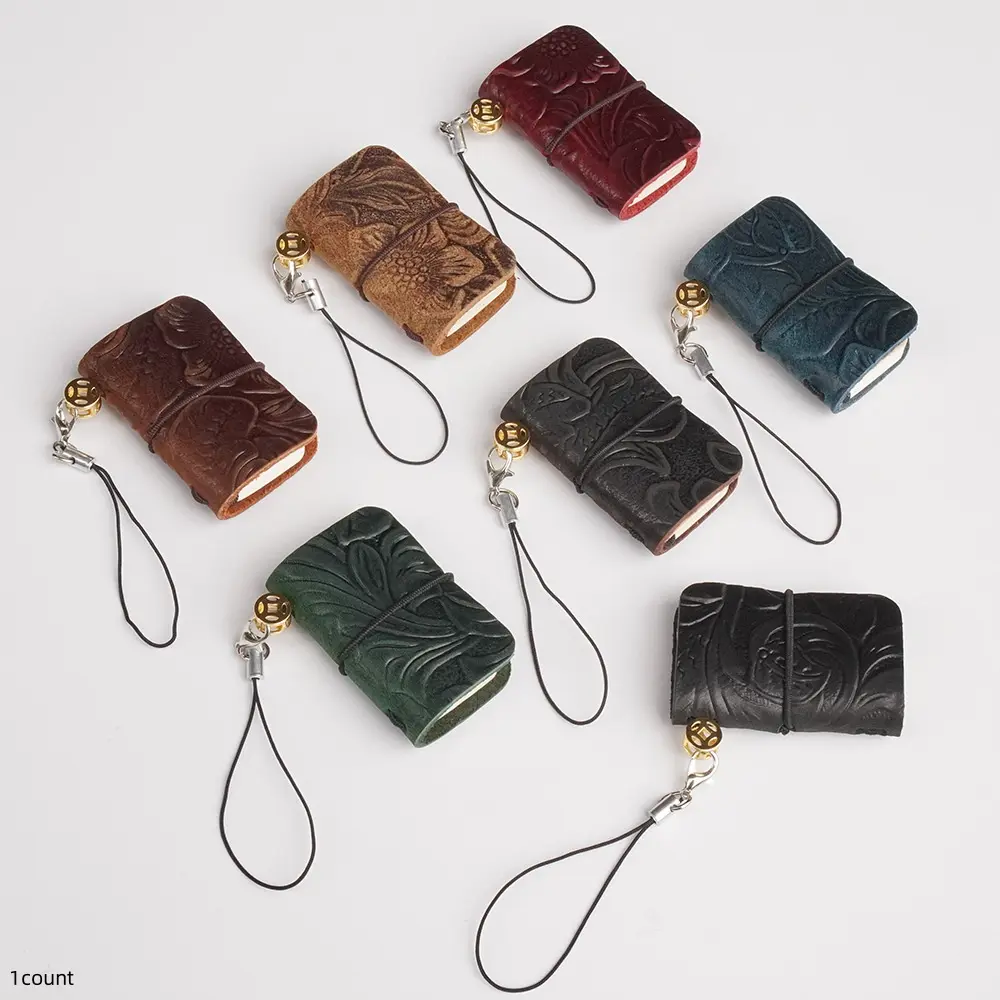 Mini Pocket Notebook, 1/2/4 Counts Creative Cowhide Handmade Notebook, Multipurpose Mini Portable Notebook, Keychain Notebook, Office Stationery & Supplies