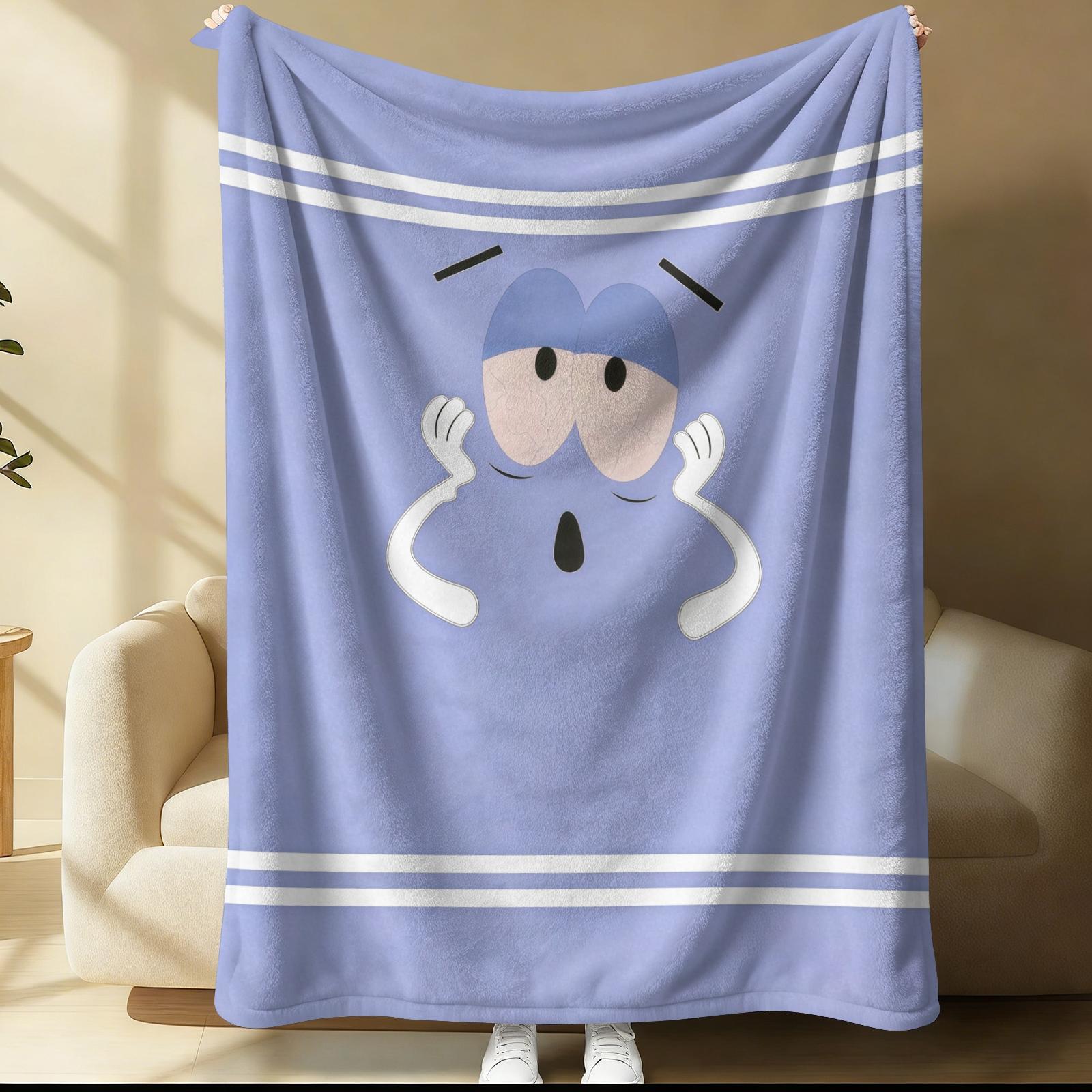 Towelie South Park Throw Blanket, Cute Cartoon 420 Themed Cozy Fleece Blanket, Funny South Park Character Blanket for Sofa Bed, Ideal Gift for South Park Fans