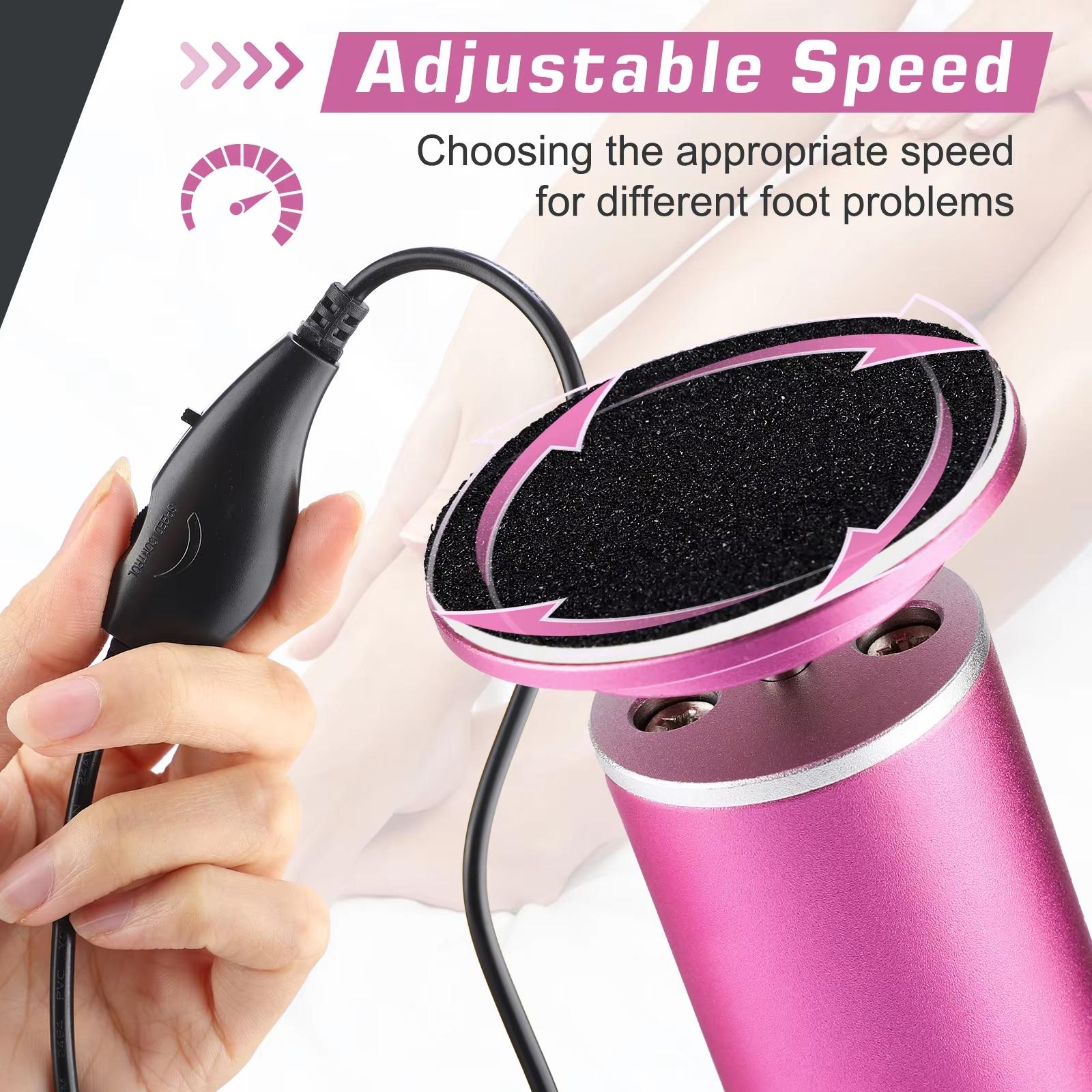 Electric Foot File, 1 Count Adjustable Speed Foot Callus Remover with 60pcs Sandpaper, Professional Foot Care Tool, Pedicure Care Tool for Home & Salon Use