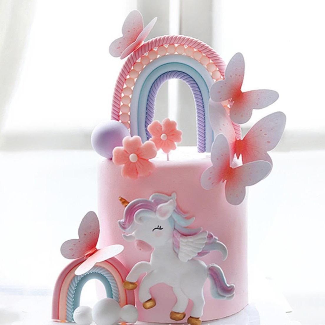 18 Unicorn Birthday Cake Decorations, Rainbow Baking Accessories, Baby Shower Party Dessert Table Decor, Fun and Colorful Design